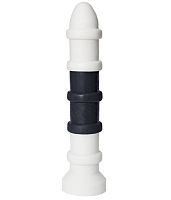 Бело-чёрный анальный жезл с крупными рёбрышками по всей длине - 35 см.