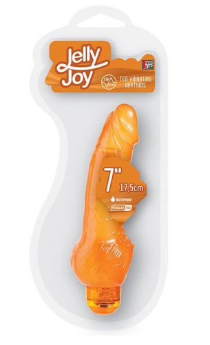 Оранжевый гелевый вибратор с широким основанием JELLY JOY 7INCH 10 RHYTHMS - 17,5 см. фото 2