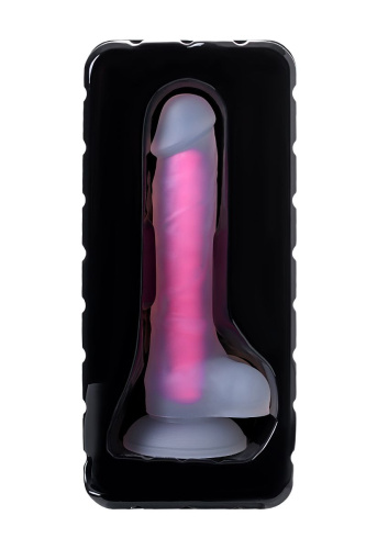 Прозрачно-розовый фаллоимитатор, светящийся в темноте, James Glow - 18 см. фото 6