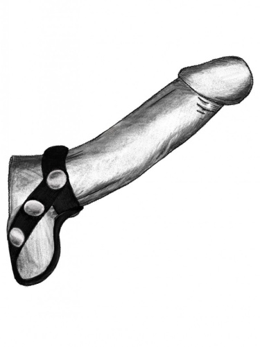 Черный бандаж на пенис и мошонку на кнопках фото 3