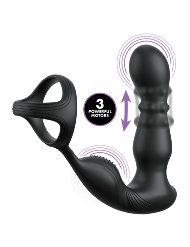 Черный вибростимулятор простаты с кольцом Ass-gasm Slide & Glide фото 2