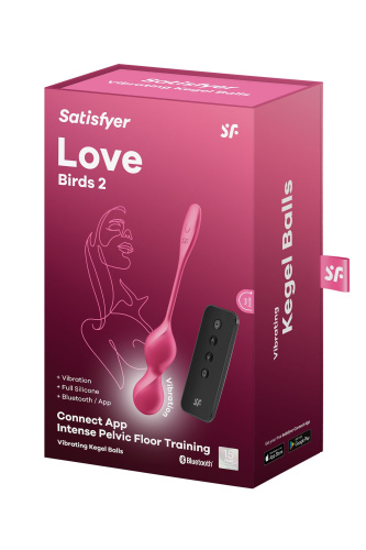 Малиновые вагинальные шарики с вибрацией Love Birds 2 - 22,2 см. фото 4