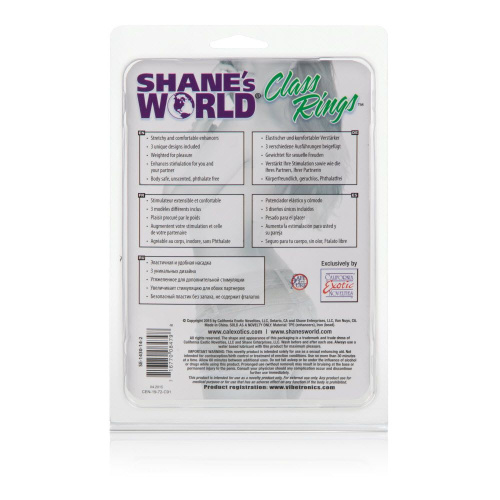 Набор колец на пенис из эластомера Shane s World Class Rings фото 3