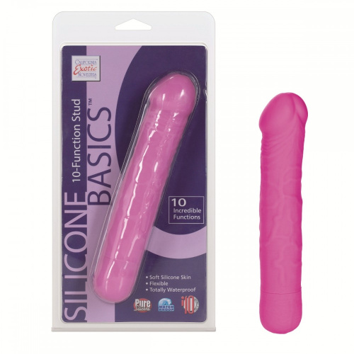 Розовый реалистичный вибратор Silicone Basics 10-Function Stud - 17,25 см. фото 2