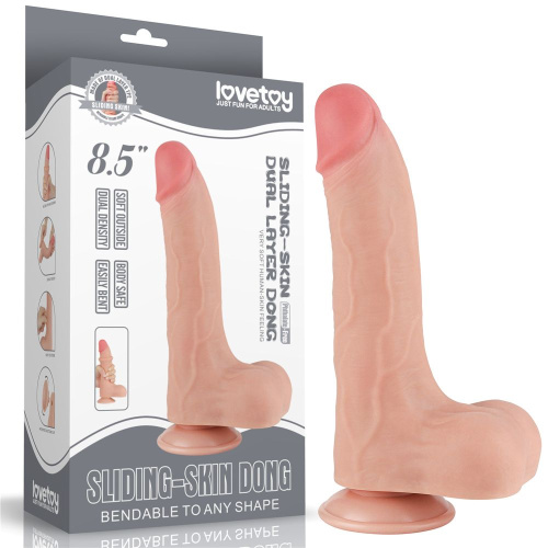 Телесный фаллоимитатор 8.5 Sliding Skin Dual Layer Dong - 22 см. фото 2