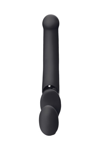 Черный безремневой вибрострапон Silicone Bendable Strap-On - size XL фото 2