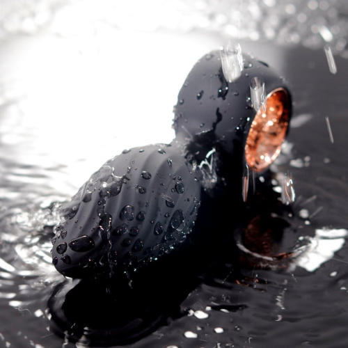 Черная анальная пробка с вибрацией, вращением и пультом ДУ фото 6