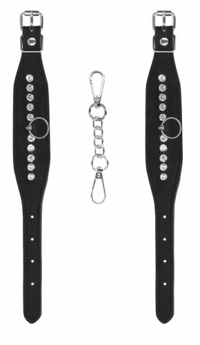 Черные наручники Diamond Studded Wrist Cuffs фото 3