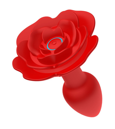 Красный анальный вибростимулятор в форме розы