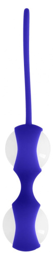 Белые стеклянные вагинальные шарики Ben Wa Medium в синей оболочке фото 3