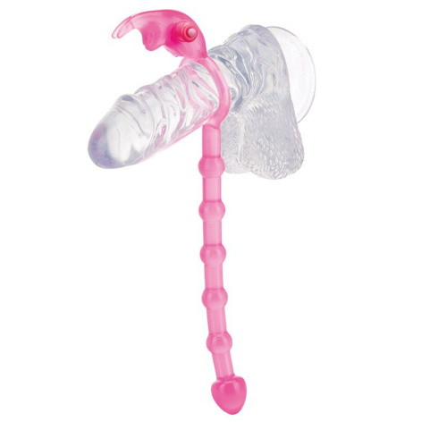 Розовое эрекционное кольцо с анальной цепочкой для него и виброзайцем для неё RAVISHING BUTT TAIL Розовое эрекционное кольцо с анальной цепочкой для него и виброзайцем для неё RAVISHING BUTT TAIL