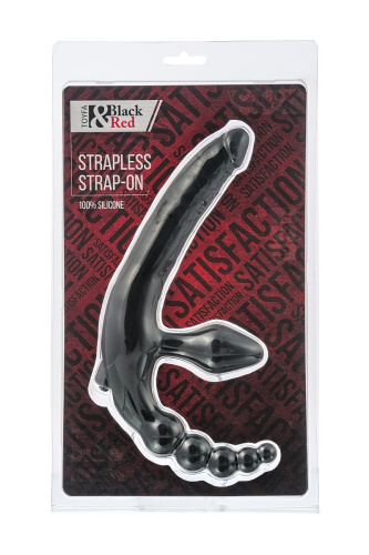 Чёрный безремневой страпон с вибрацией и анальным отростком фото 3 Чёрный безремневой страпон с вибрацией и анальным отростком фото 3