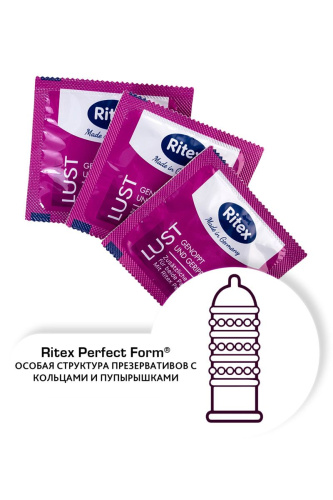 Рифленые презервативы RITEX LUST с пупырышками - 3 шт. фото 5