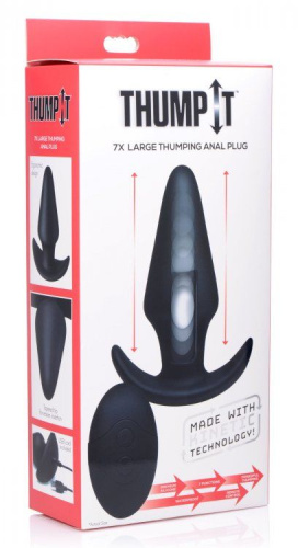 Черная анальная вибропробка Kinetic Thumping 7X Large Anal Plug - 13,3 см. фото 5