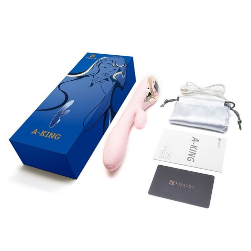 Нежно-розовый вибромассажер-кролик A-King - 22,6 см. фото 6