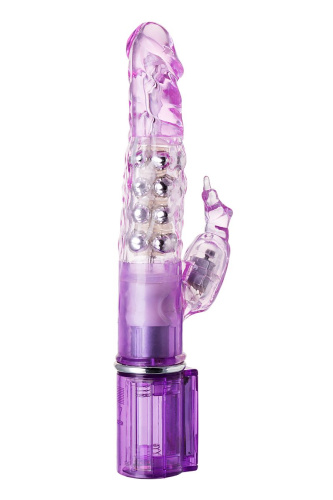 Фиолетовый хай-тек вибратор High-Tech fantasy с бусинами и отростком - 27,2 см. фото 4