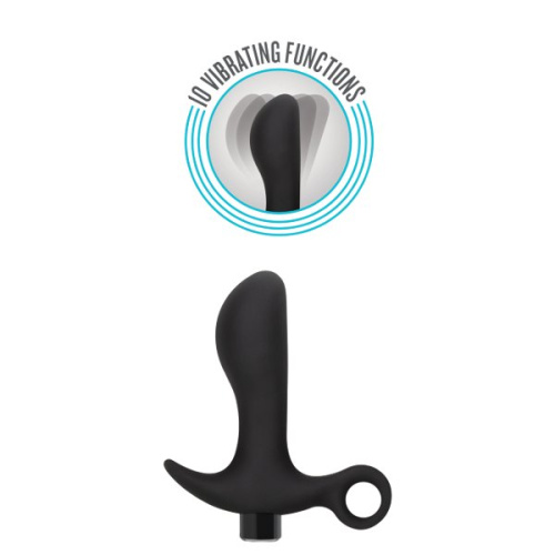 Черный анальный вибратор Silicone Vibrating Prostate Massager 01 - 10,8 см. фото 3