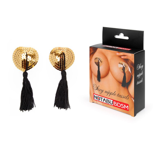 Золотистые пэстисы-сердечки с черными кисточками фото 3 Золотистые пэстисы-сердечки с черными кисточками фото 3