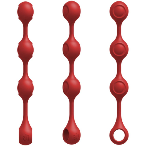 Красные утяжеленные анальные шарики Anal Essentials Weighted Silicone Anal Balls - 34,3 см. фото 2