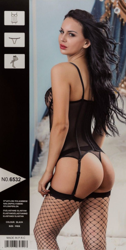 Соблазнительный корсаж в комплекте с трусиками и чулками фото 2