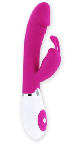 Розовый вибратор Gene с клиторальным стимулятором - 20,4 см. Розовый вибратор Gene с клиторальным стимулятором - 20,4 см.