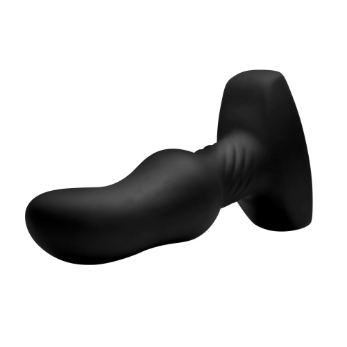 Черная анальная вибропробка с пультом ДУ Curved Rimming Plug Slim M - 13,9 см. фото 2