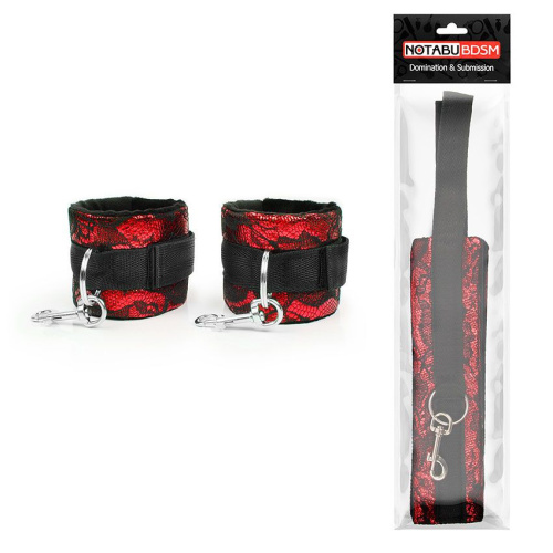 Красно-черные наручники с карабинами фото 2