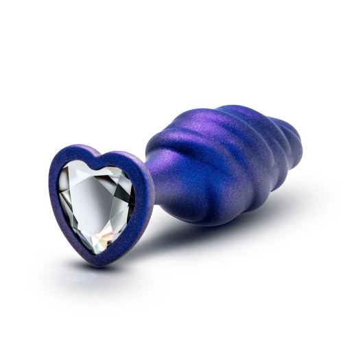 Фиолетовая анальная пробка с кристаллом-сердцем Matrix Bumped Bling Plug - 11,4 см. фото 2