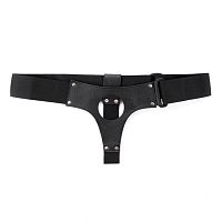 Чёрные кожаные трусики для больших насадок