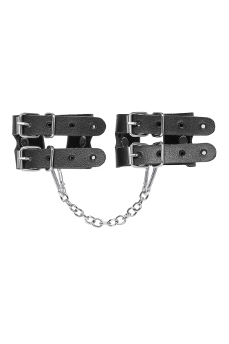 Черные кожаные наручники-браслеты из двух ремешков фото 4 Черные кожаные наручники-браслеты из двух ремешков фото 4
