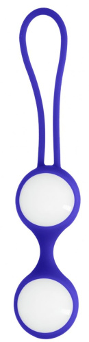 Белые стеклянные вагинальные шарики Ben Wa Medium в синей оболочке фото 4