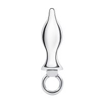 Металлический плаг с кольцом Stainless Steel Metal Tapered Butt Plug With Loop Hardware - 10 см.