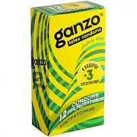 Ультратонкие презервативы Ganzo Ultra thin - 12 шт.(+3 в подарок)