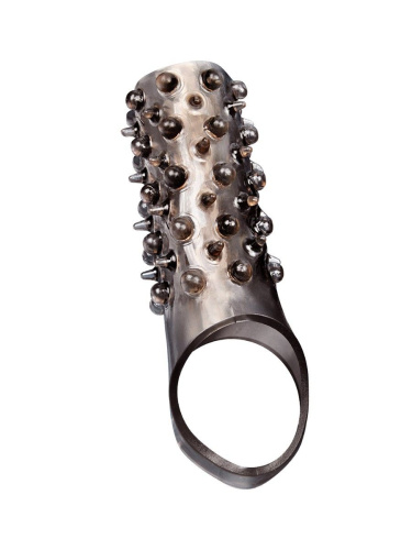 Дымчатая насадка на пенис с шипами и выпуклостями - 12,5 см. фото 2