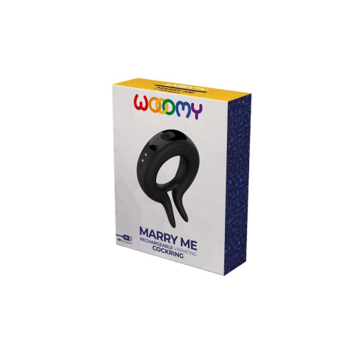 Черное эрекционное кольцо Marry Me Rechargeable Vibrating Cockring фото 5