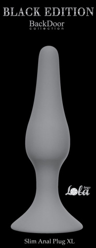 Серая анальная пробка Slim Anal Plug XL - 15,5 см. фото 2