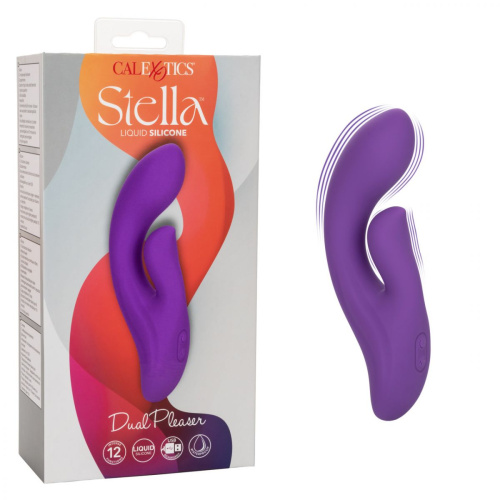 Фиолетовый вибратор-кролик Stella Liquid Silicone Dual Pleaser - 17,25 см. фото 2