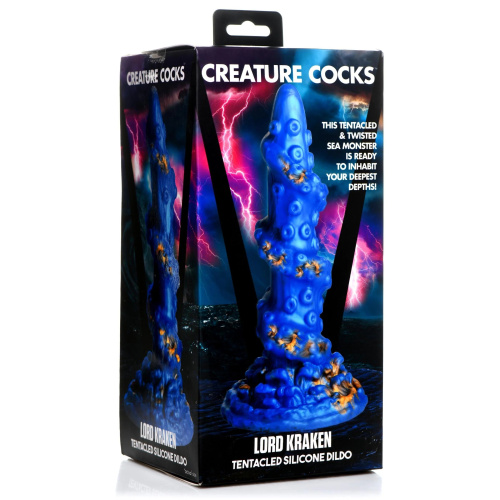 Голубой фантазийный фаллоимитатор Lord Kraken Tentacled Silicone Dildo - 21 см. фото 4