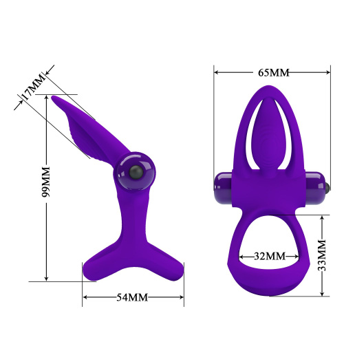 Фиолетовое эрекционное кольцо с 10 режимами вибрации и подхватом мошонки фото 6