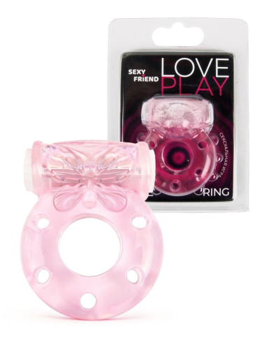 Розовое эрекционное виброкольцо с бабочкой фото 3