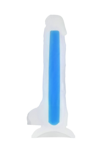Прозрачно-синий фаллоимитатор, светящийся в темноте, Steve Glow - 20 см. фото 2
