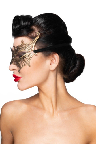 Золотистая карнавальная маска  Алькор фото 2