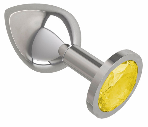 Серебристая средняя пробка с желтым кристаллом - 8,5 см. фото 2