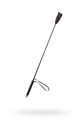 Чёрный стек с кожаной ручкой - 58 см. фото 2