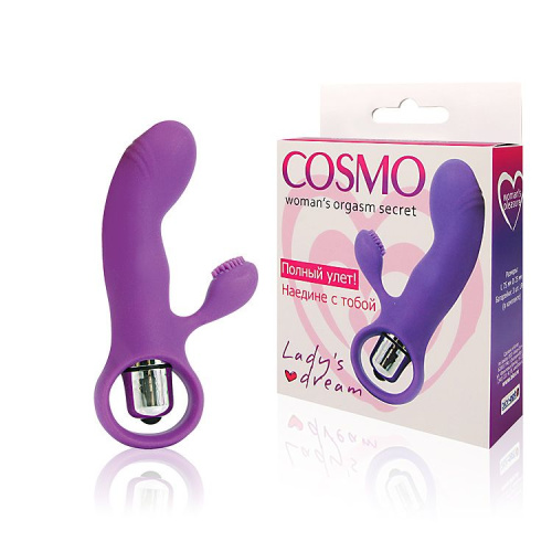 Фиолетовый вибромассажер COSMO с покрытым усиками клиторальным стимулятором фото 2