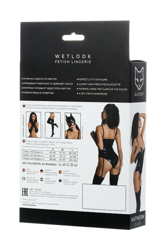 Боди Katherin из материала wetlook на шнуровке фото 6