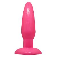 Розовая анальная пробка с подошвой-присоской - 13,5 см.