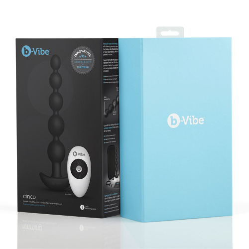 Черные анальные бусы с 3 моторами B-Vibe Cinco Anal Beads - 20,5 см. фото 5