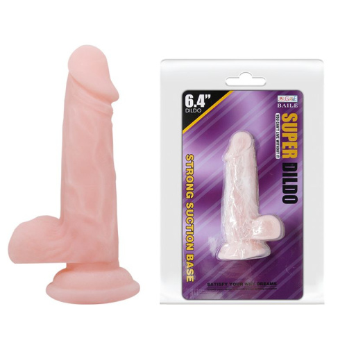 Телесный фаллоимитатор на присоске Super Dildo - 16,5 см. фото 2