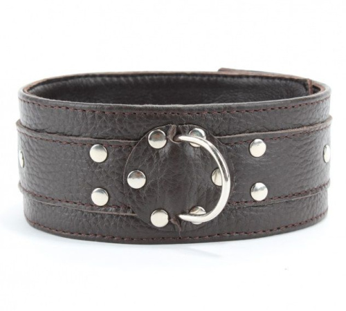 Коричневый широкий ошейник из мягкой кожи Коричневый широкий ошейник из мягкой кожи